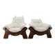 Pair of Brutalist oak armchairs, Czechoslovakia, 1970s