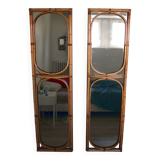 Pair of large vintage rattan mirrors from the 70s