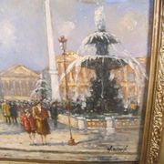Post-impressionist painting Oil panel signed H. Wood Place Concorde PARIS