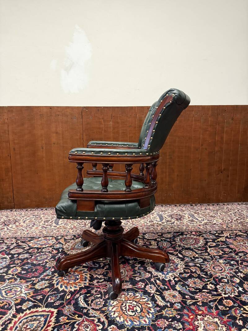 English Chesterfield Desk Chair Green
