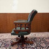 English Chesterfield Desk Chair Green