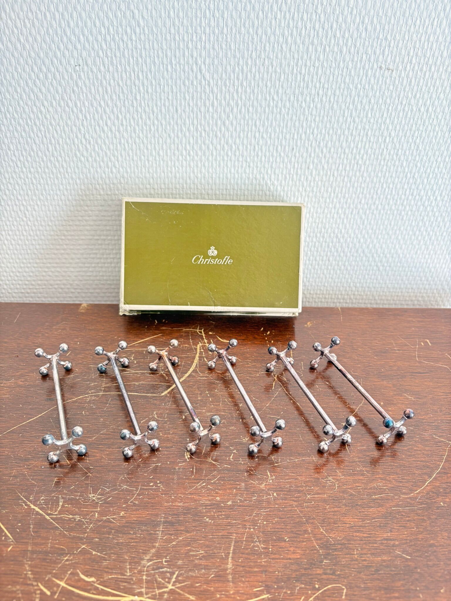 6x knife rests Christofle Silver-plated Christofle "4 Balls"