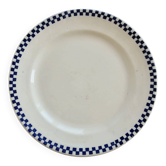 Plat de service rond ancien terre de fer Salins - Modèle Damier