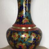 Cloisonné enamel vase decorated with flowers and colorful patterns