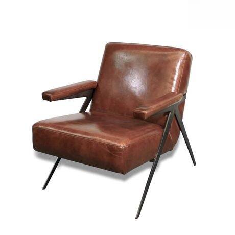Fauteuil contemporain en cuir et métal