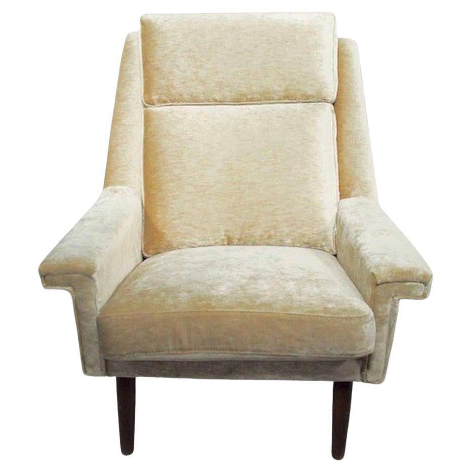 Beige velvet armchair Danish The Moderns