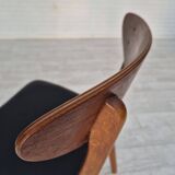 1960s, set of 4 Danish dining chairs by Farstrup, bent teak wood, reupholstered.