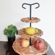 Rattan fruit or cheese holder, vintage, 50s