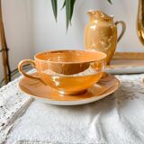 Vintage Czecho-Slovakia Victoria China Iridescent Peach Lustre Tea Set 1950s
