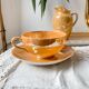 Service à thé vintage en Lustre Czecho-Slovaquia Victoria China pêche irisé 1950