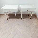 Pair of vintage bedside tables with compass feet