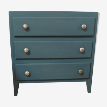 Small vintage chest of drawers renovated blue