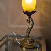 Lamp Dauphin bronze 1920 with tulip signed (Noverdy France) 32x11