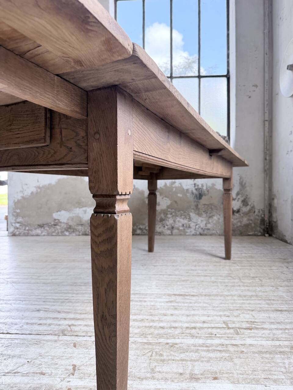 Solid oak farmhouse table with extensions (190-280cm) 1950