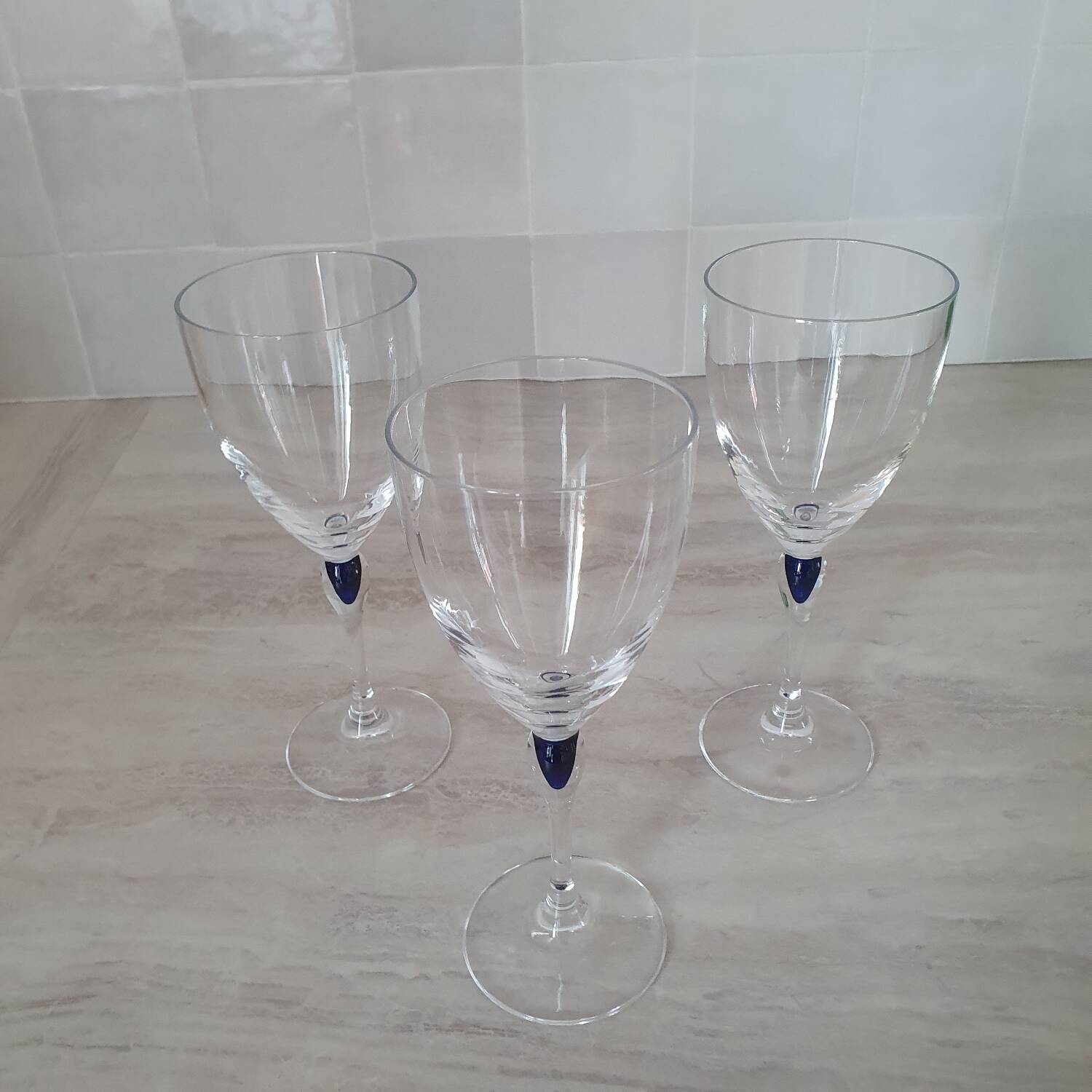 3 wine/water glasses Crystal d'Arques model Venice Sapphire blue