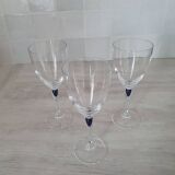 3 wine/water glasses Crystal d'Arques model Venice Sapphire blue