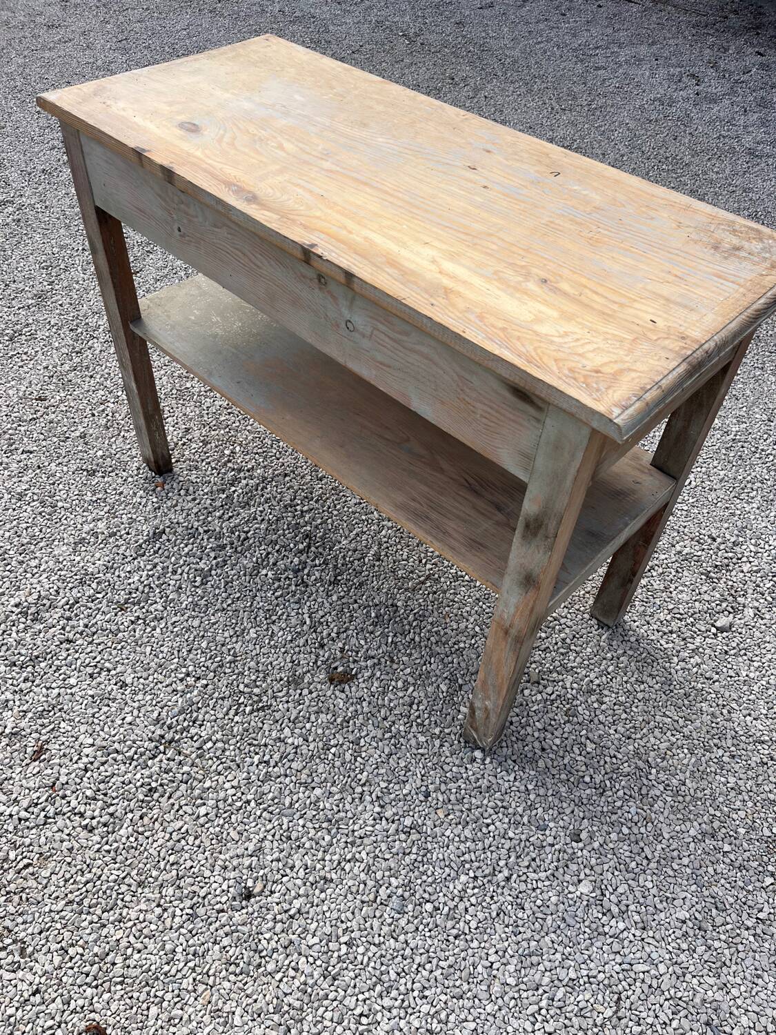 Antique console table, patinated wood