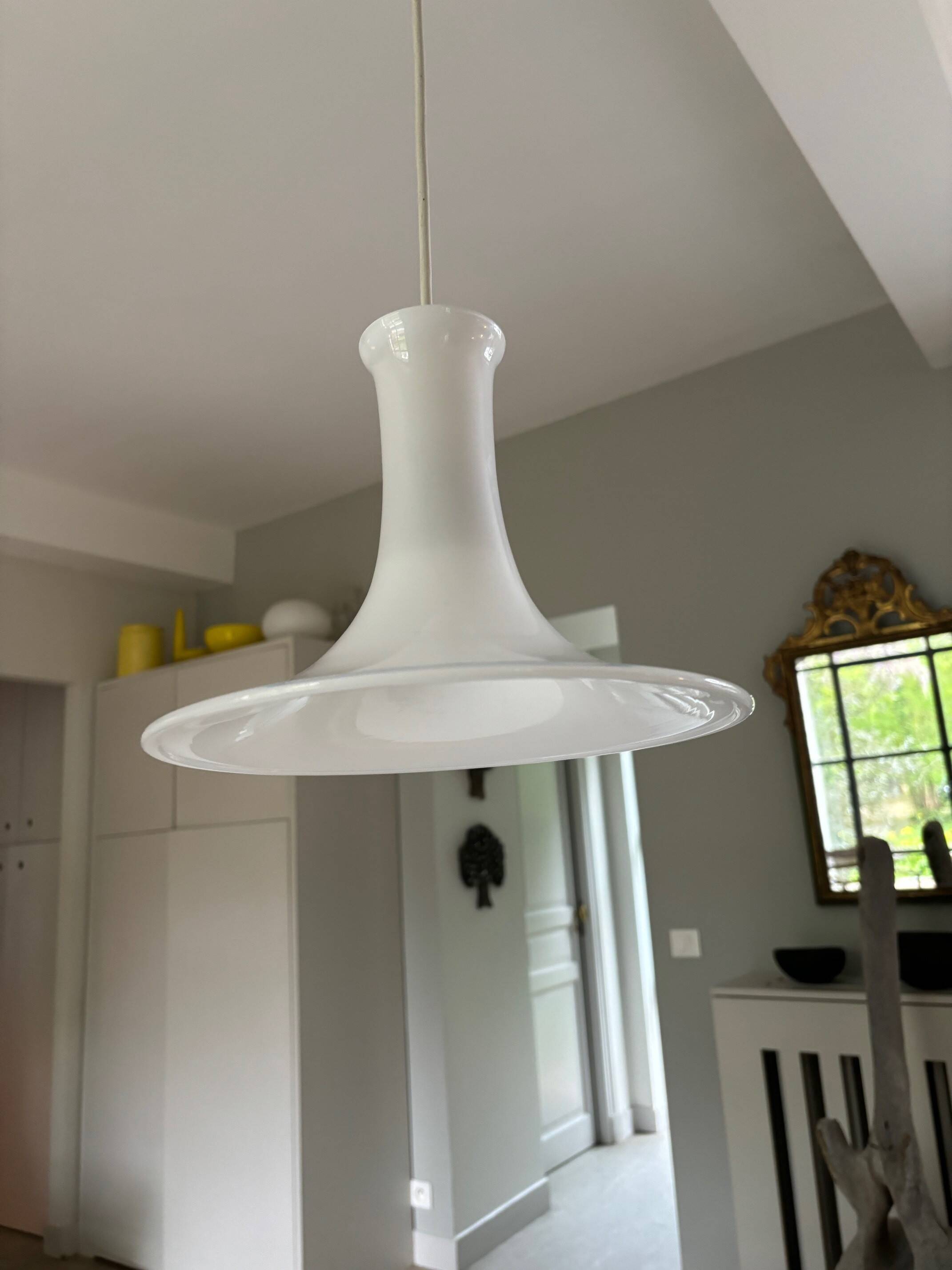 opaline pendant light - Sweden, 1970s