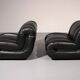 Mimo Padova black leather modular lounge chairs "Velasquez" - 1970