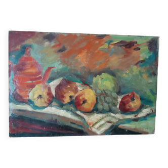 nature morte Papalia Sarino ( 1898 /1958 HUILE sur carton toilé - Fruits