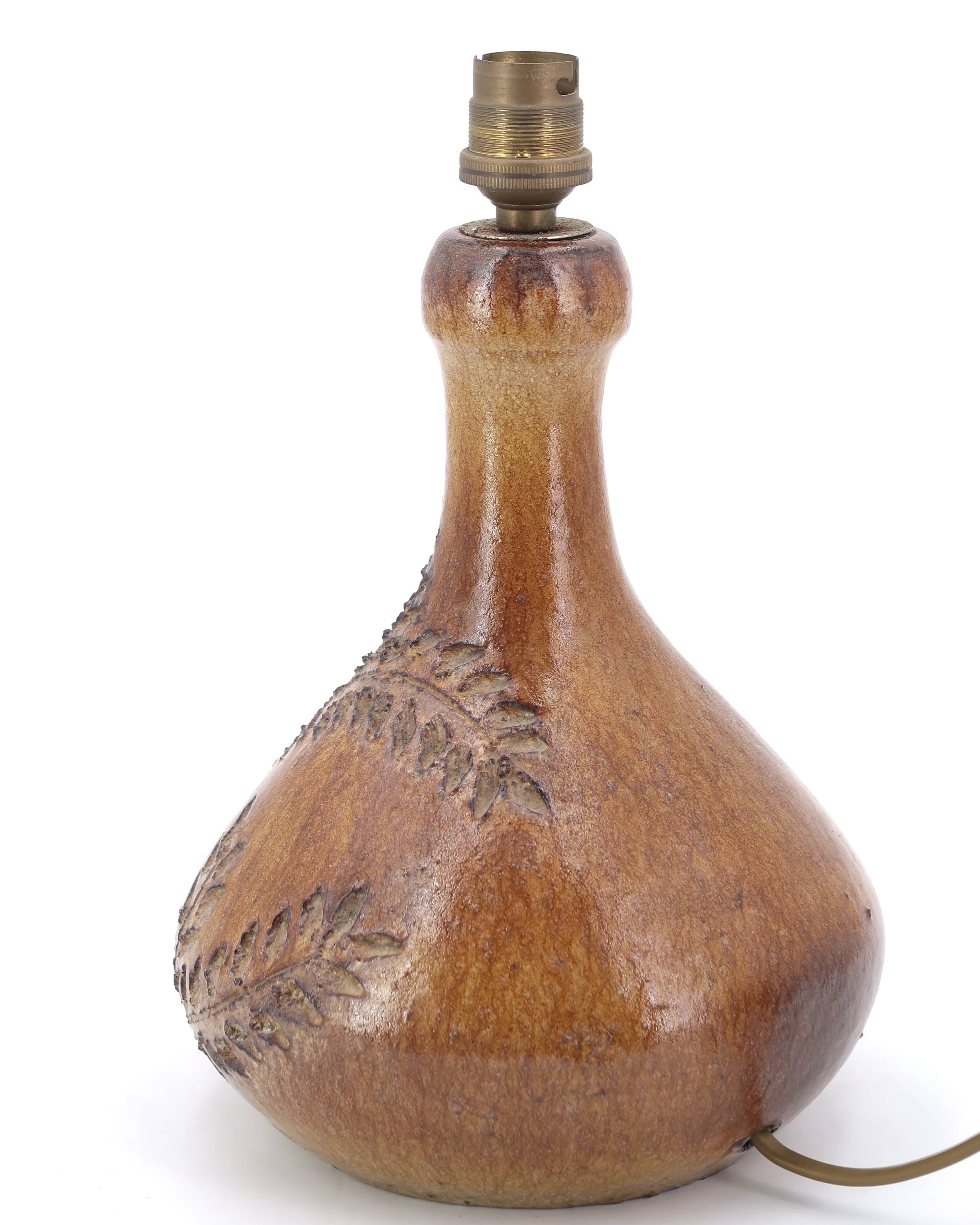 Sésame Vallauris ceramic lamp, raffia lampshade, 1970s