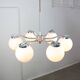 Lustre Vintage en Chrome et Opaline, Italie, années 1970