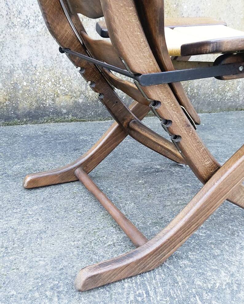 Pair of vintage TRICONFORT France deckchairs and relax chairs