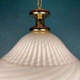 Large swirling Italian pendant lamp in pink Murano glass, 1970s.