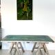 Table basse sur tréteaux anciens en bois
