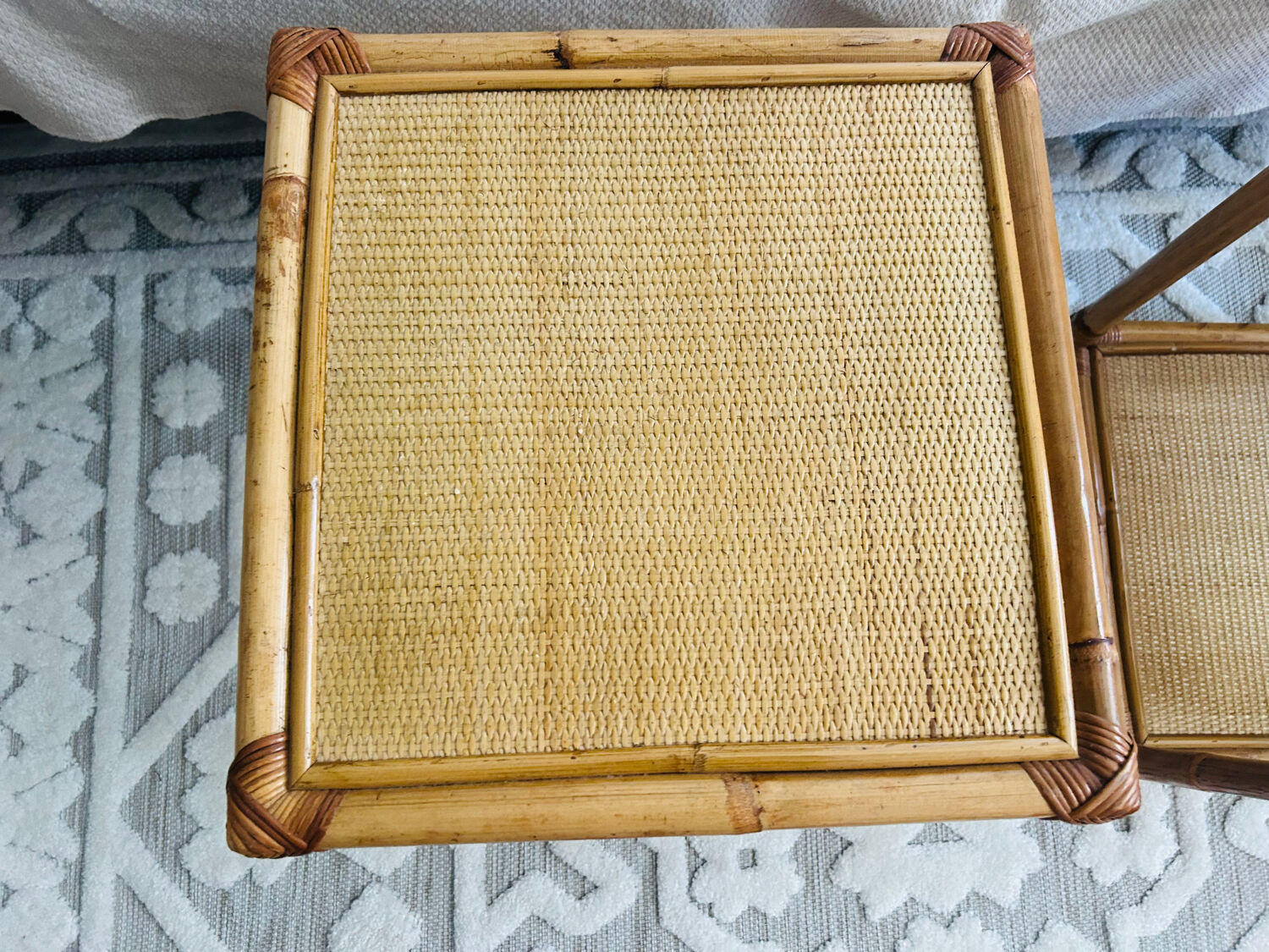Set of two rattan bedside or side tables