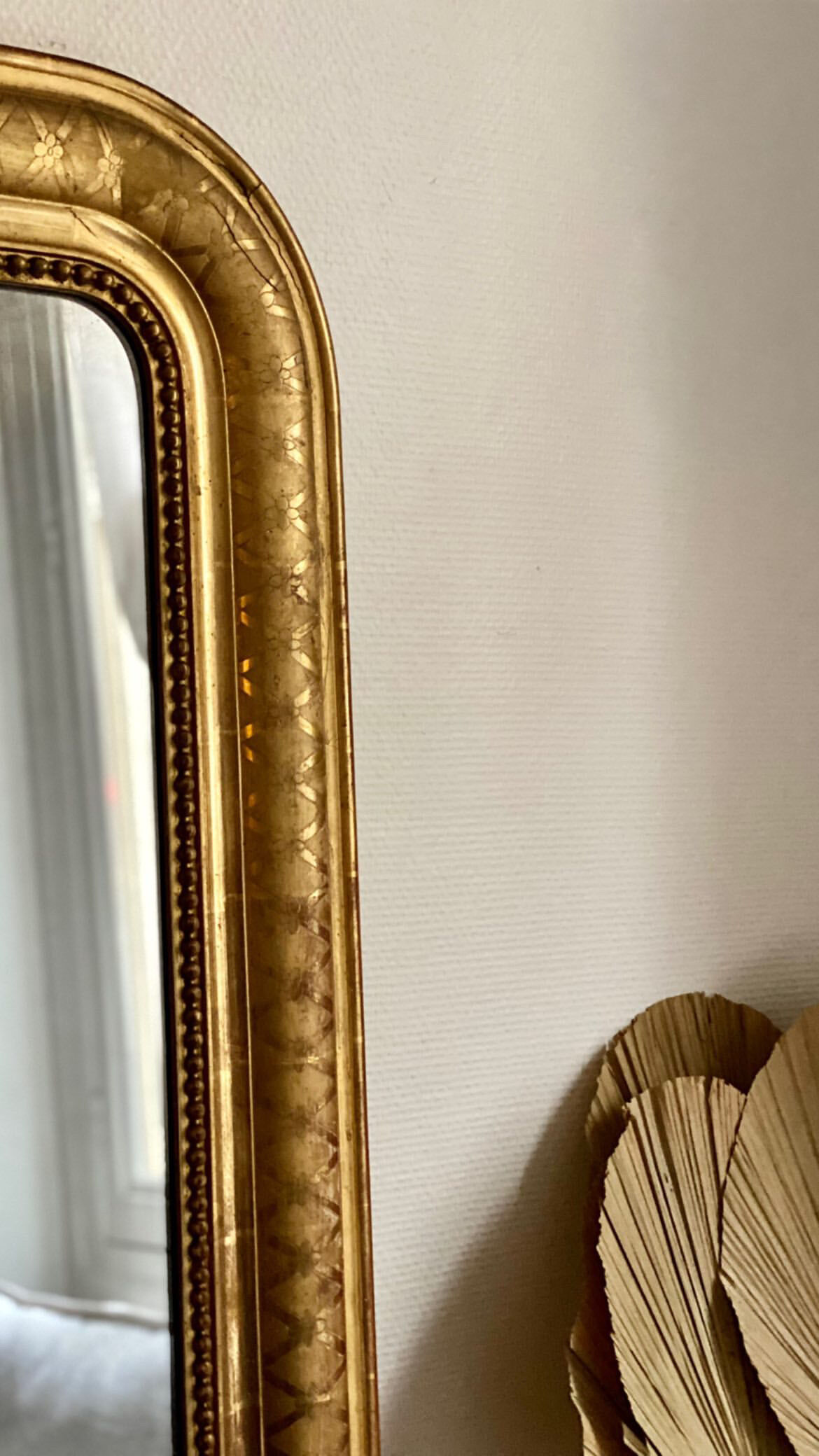 Old mirror louis philippe gilded rare gold leaf carved fireplace  109x152cm