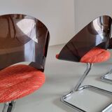 Set of 4 Italian dining chairs in plexiglass from the Spage era, 1970.