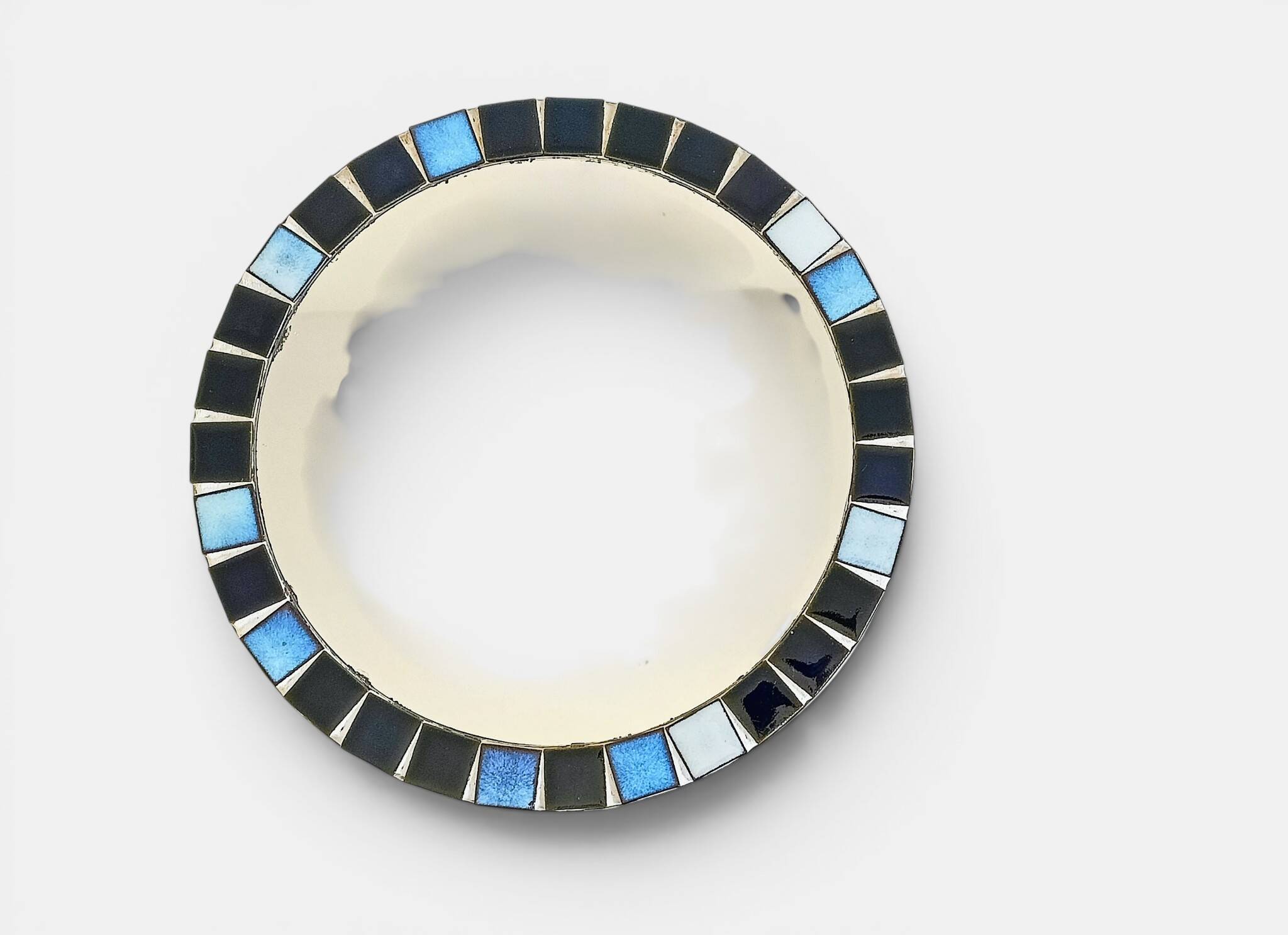 Round mosaic mirror in the style of Vallauris, France circa 1970.