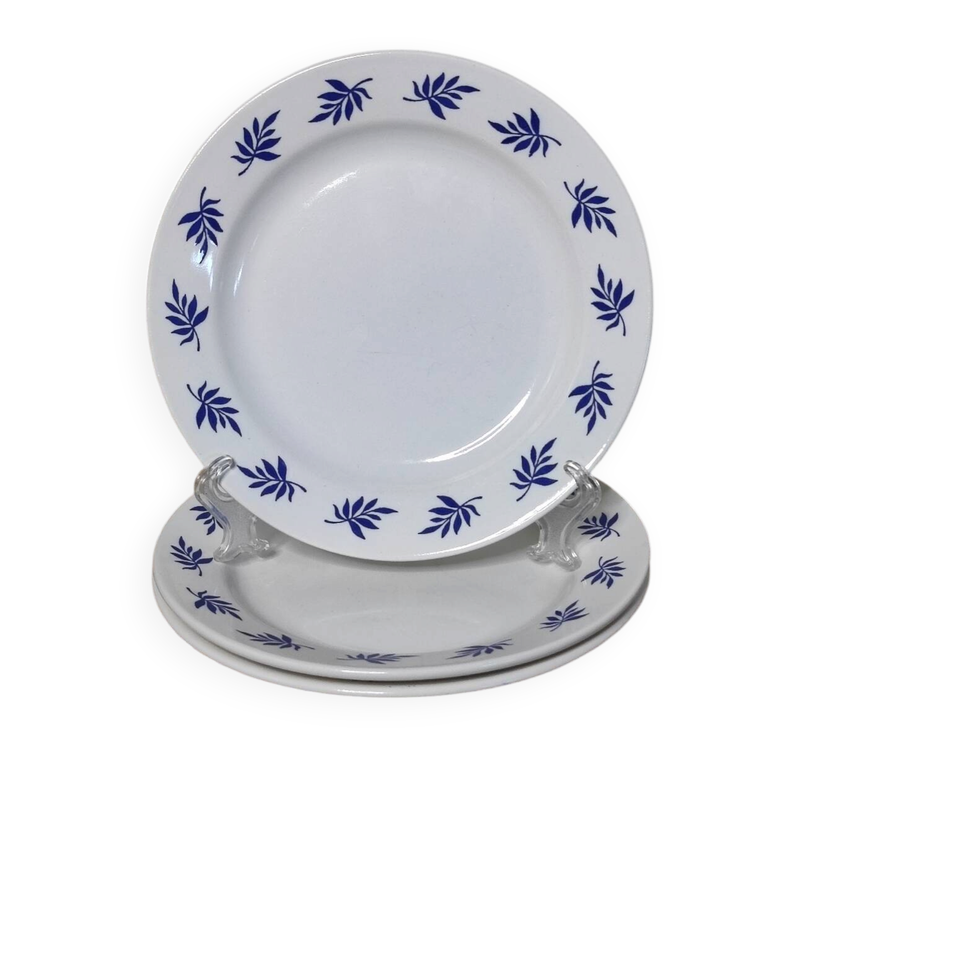 Dessert plates with blue leaves