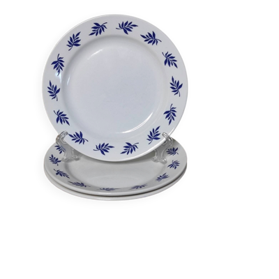 Assiettes à dessert feuilles bleues