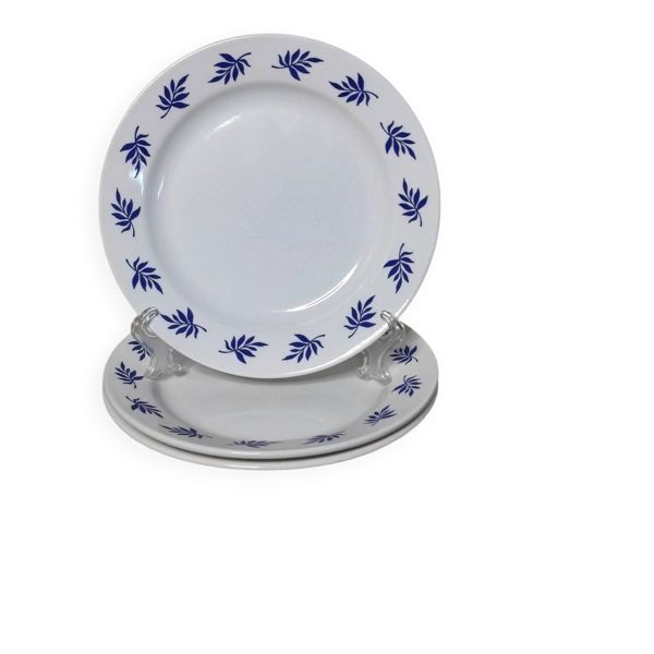 Assiettes à dessert feuilles bleues