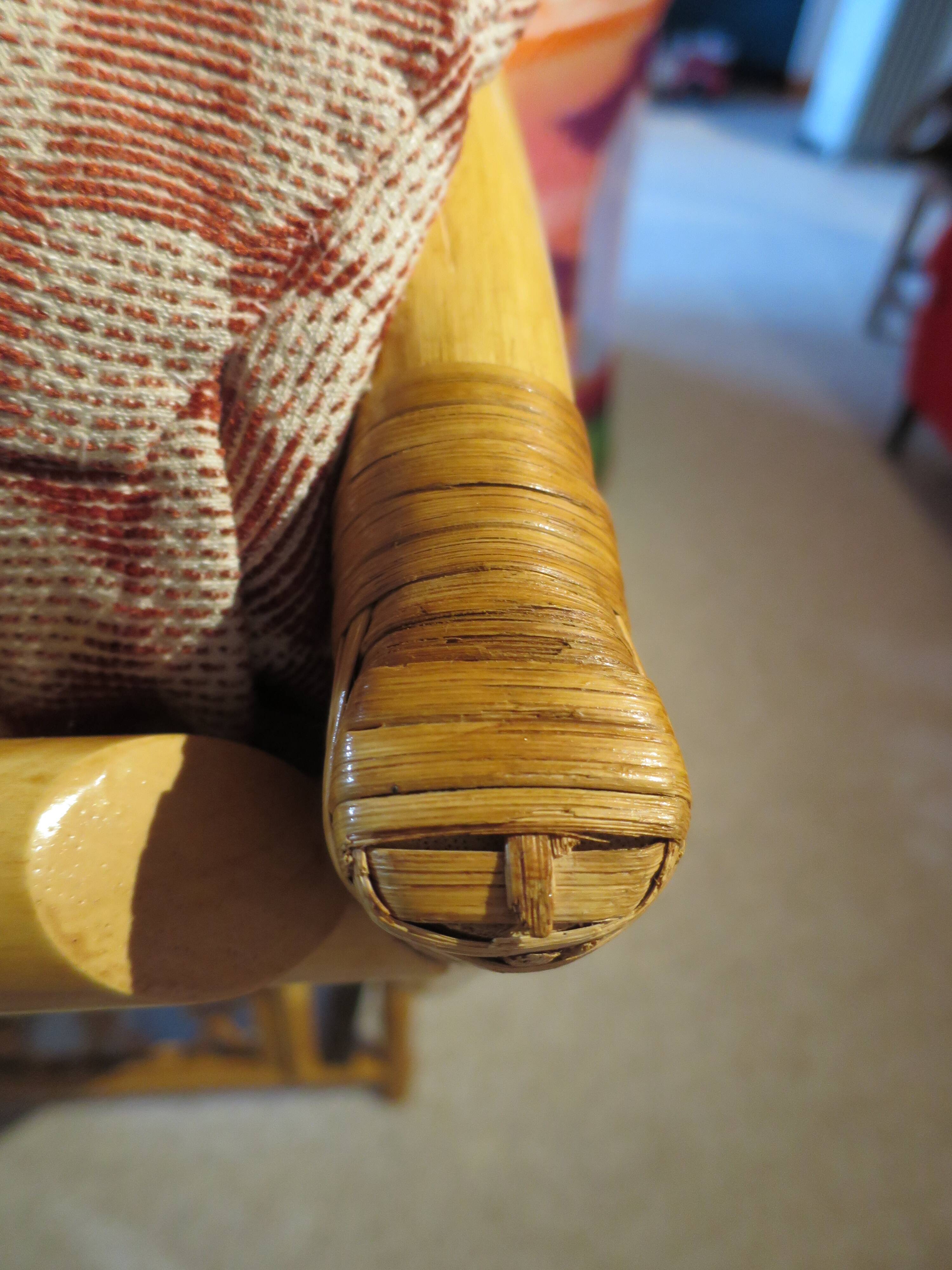 Vintage - Set of 2 woven rattan, bamboo and wood armchairs - Natural colour - 1980s