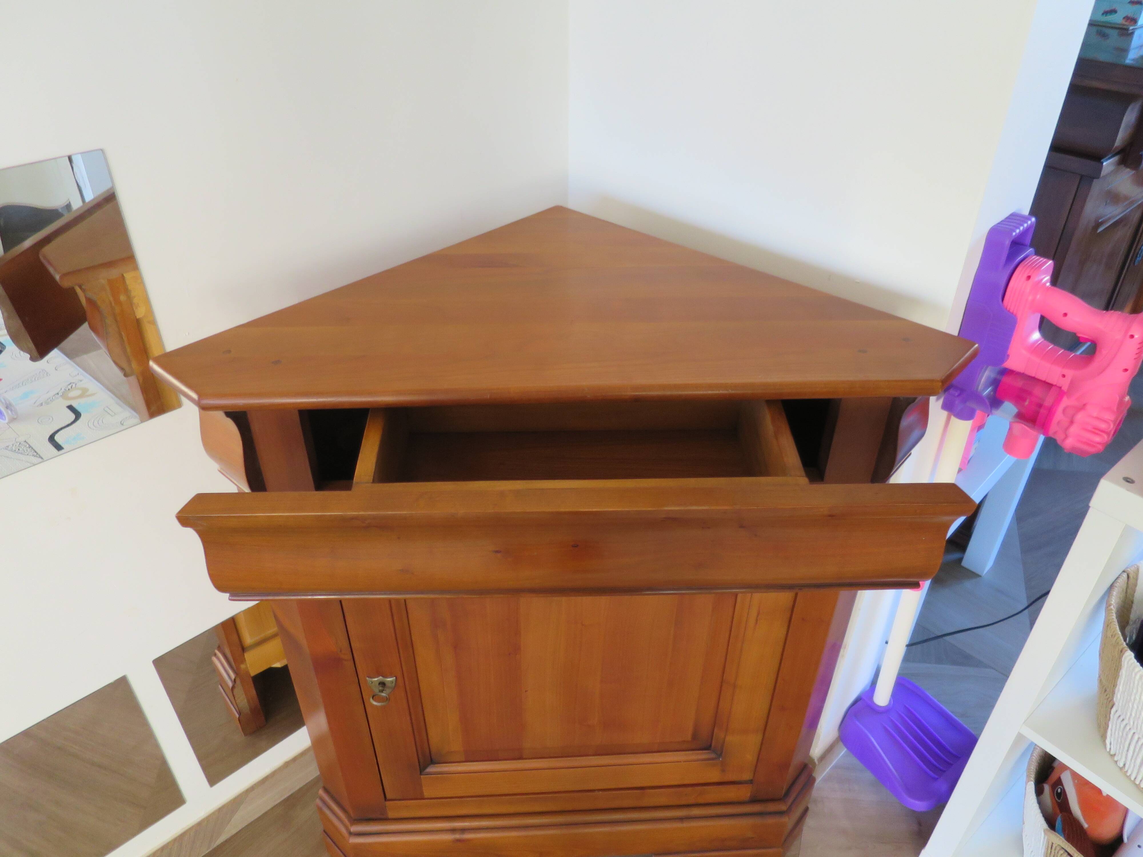 Beautiful corner cupboard - cherry stain - Drawer - one door - Louis Philippe style
