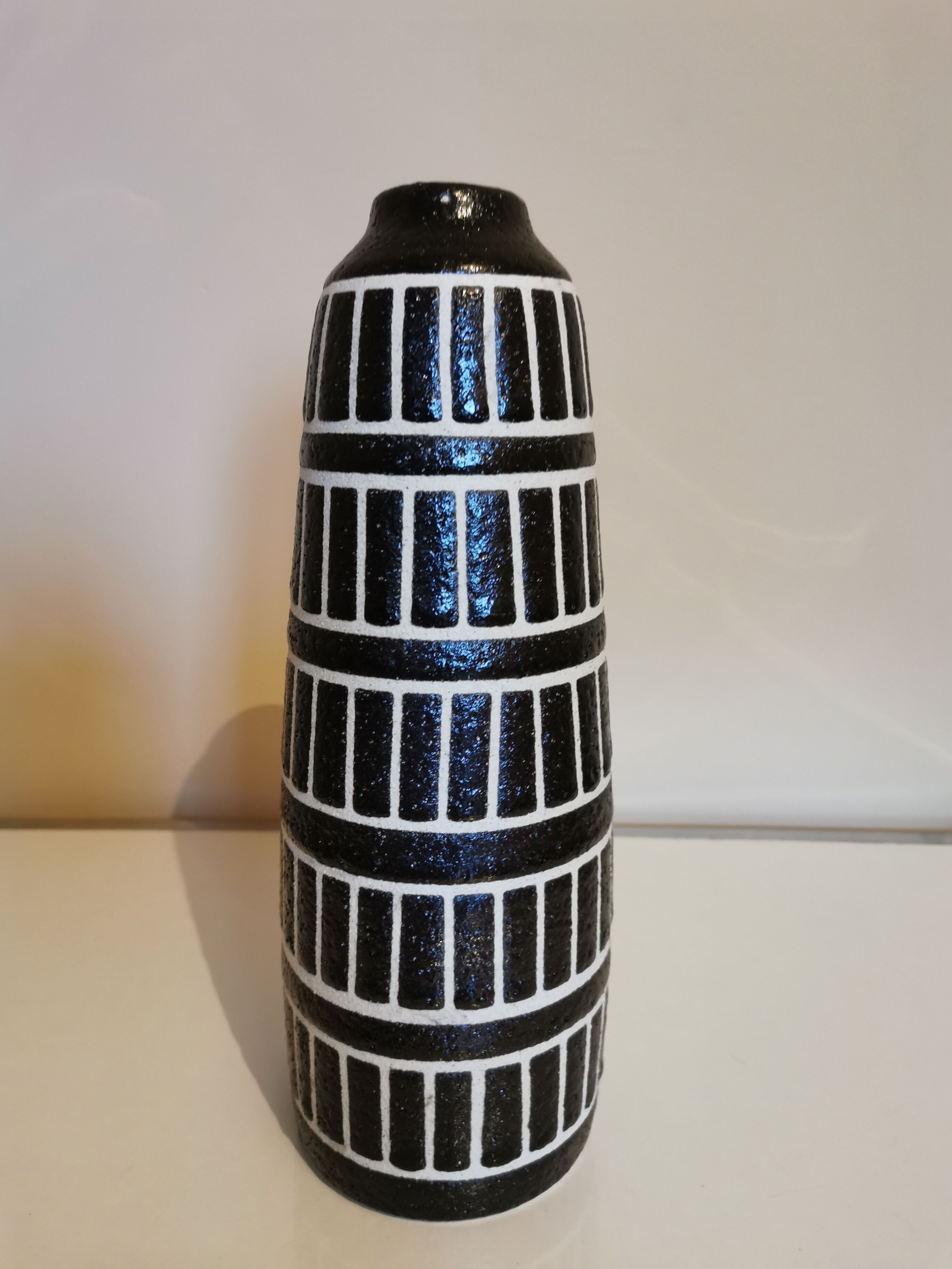 Vintage black and white ceramic vase