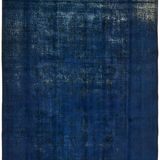 Hand-knotted anatolian vintage 1970s blue wool carpet
