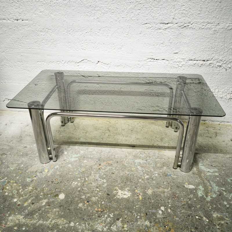 Vintage coffee table smoked glass tray