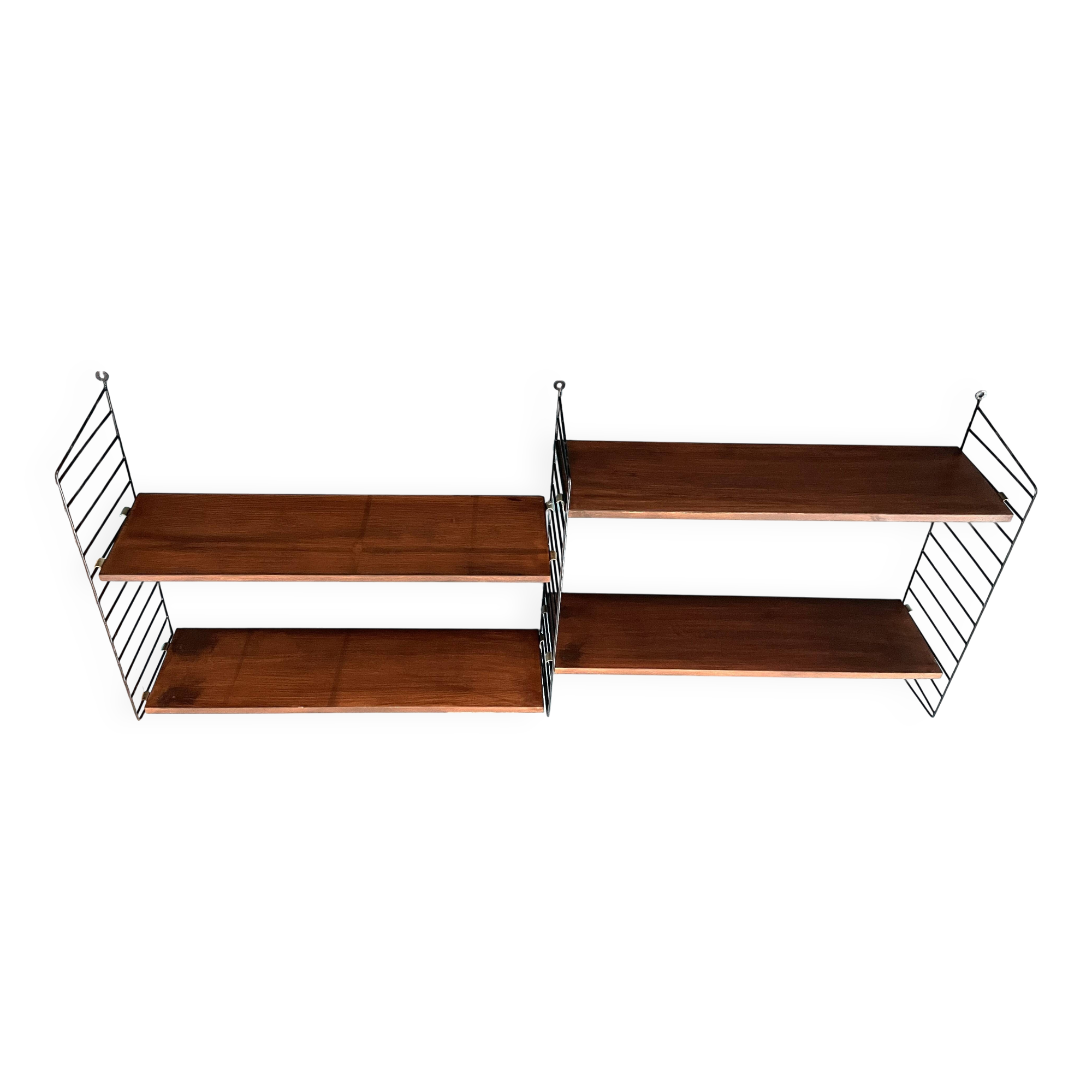 Nils Strinning 4-shelf teak wall-mounted bookcase, 165 cm x 75 cm