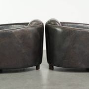 Ensemble vintage de 2 fauteuils en cuir de vachette au design Aviateur.