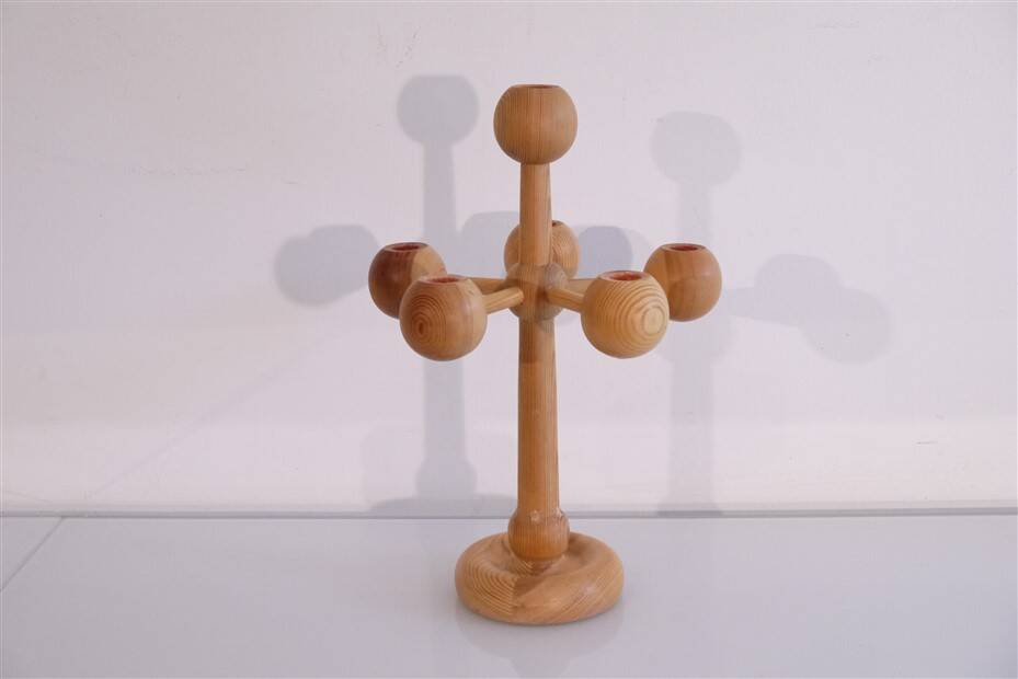 Scandinavian wooden candlestick 1970