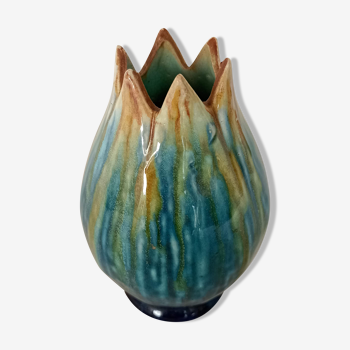 Vase ancien en céramique flammée
