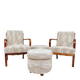 Vintage armchairs from the 1930s in ash wood and jacquard fabric.