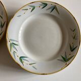 Set of 7 Sarreguemines Bamboo plates 1880 iron earth