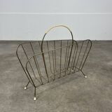 50s vintage gold metal magazine rack