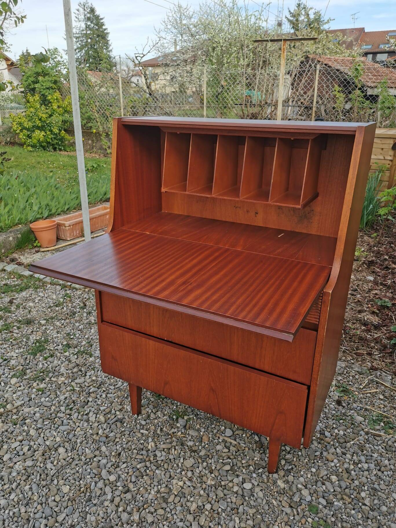 Vintage teak secretary, mid-century