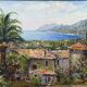 Oil on panel View of a villa in St Tropez? probably A. Adam around 1960